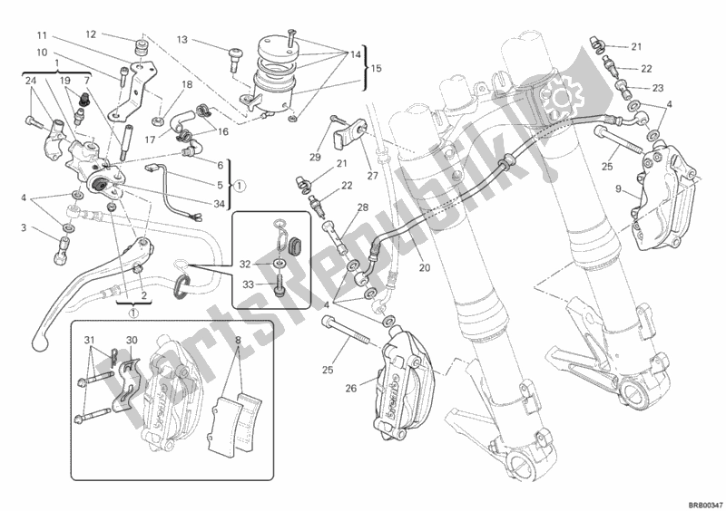 Alle onderdelen voor de Voorremsysteem van de Ducati Monster 1100 EVO ABS 2012
